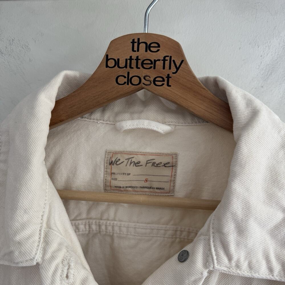 Free People Rumors Cream Denim Jacket Small - Picture 3 of 4